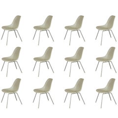 Eames for Herman Miller White Fiberglass Shell Chairs 