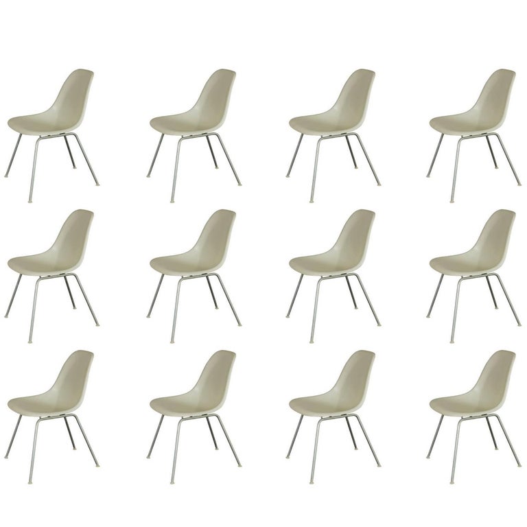 Charles And Ray Eames White Shell Chairs For Herman Miller For