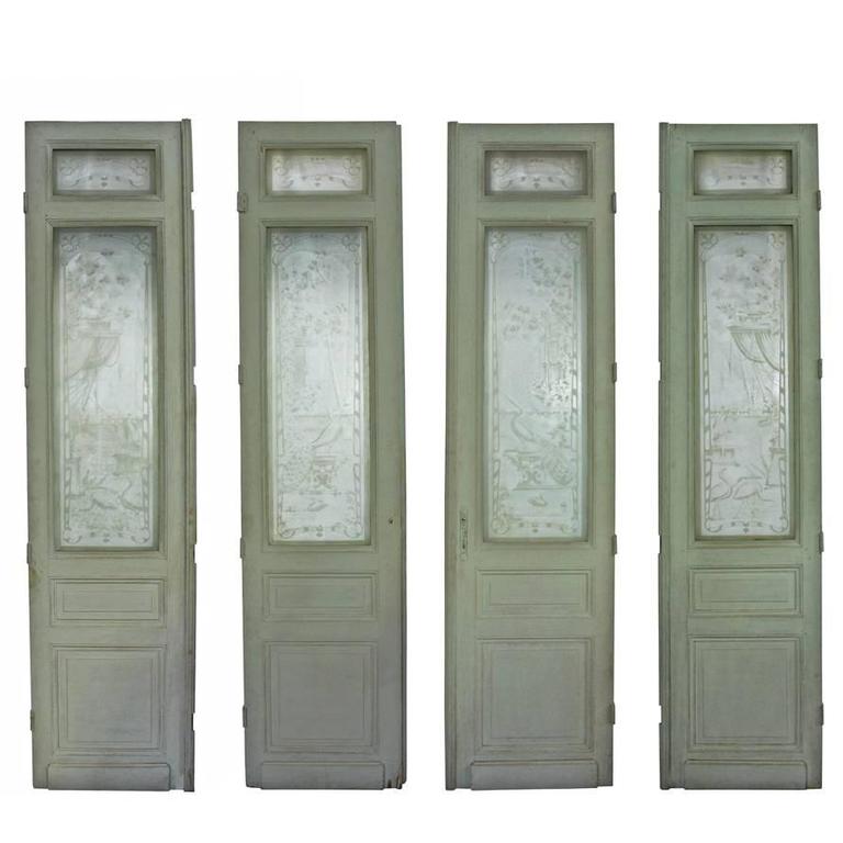 Etched French Doors 19th Century European Glass For 19th Century European Etched Glass Doors For Sc 1 St 1stdibs