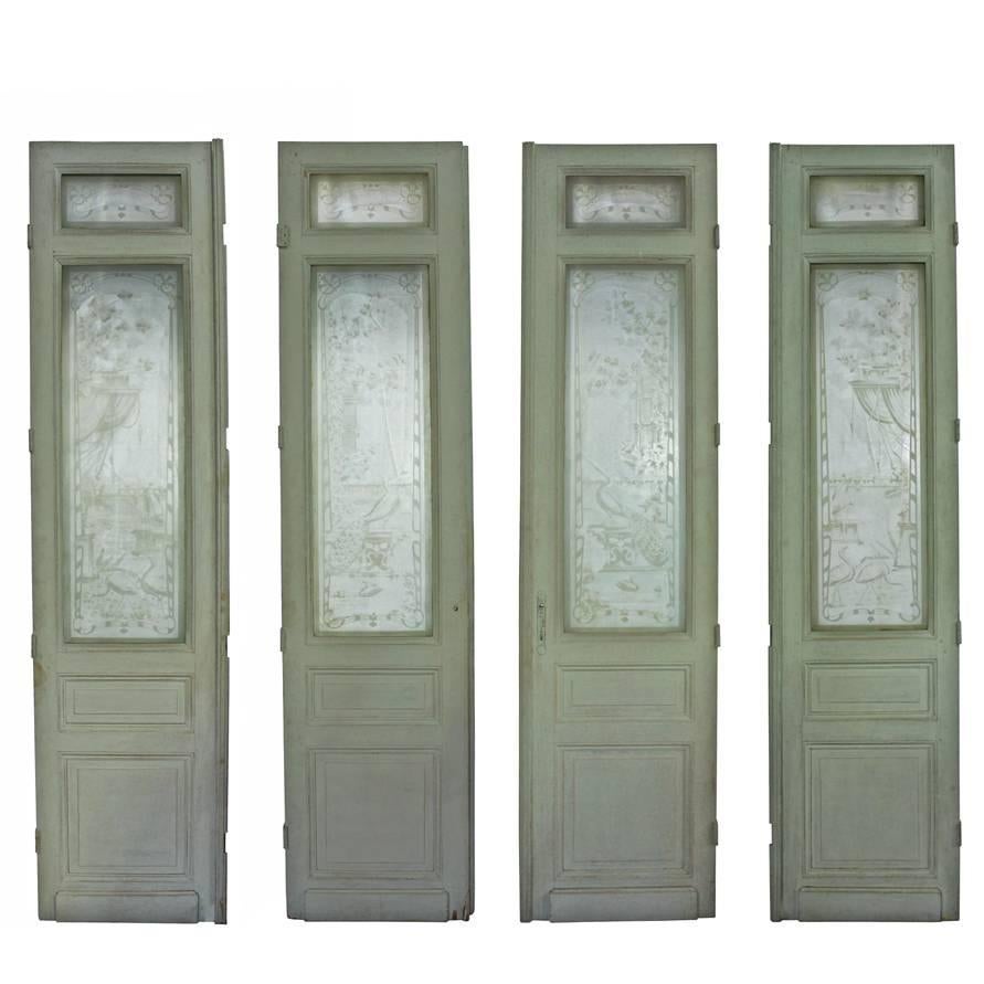 19th Century European Etched Glass Doors