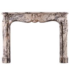 Louis XV Breche Violette Antique Marble Fireplace Mantel 4