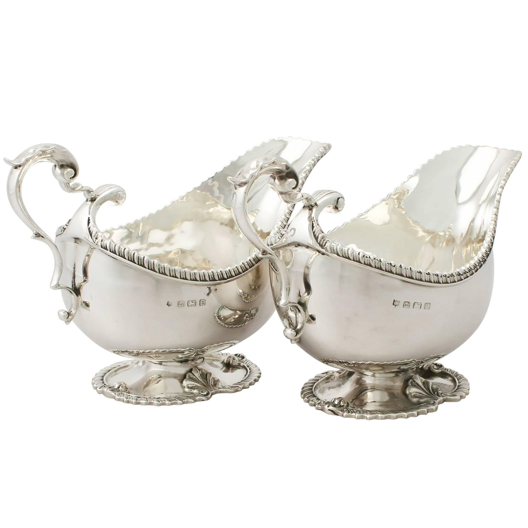 Antique Sterling Silver Sauceboats or Gravy Boats in Regency Style, George V