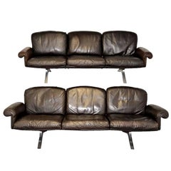 Vintage De Sede DS 31 Leather Three-Seat Sofas, Switzerland 1970`s