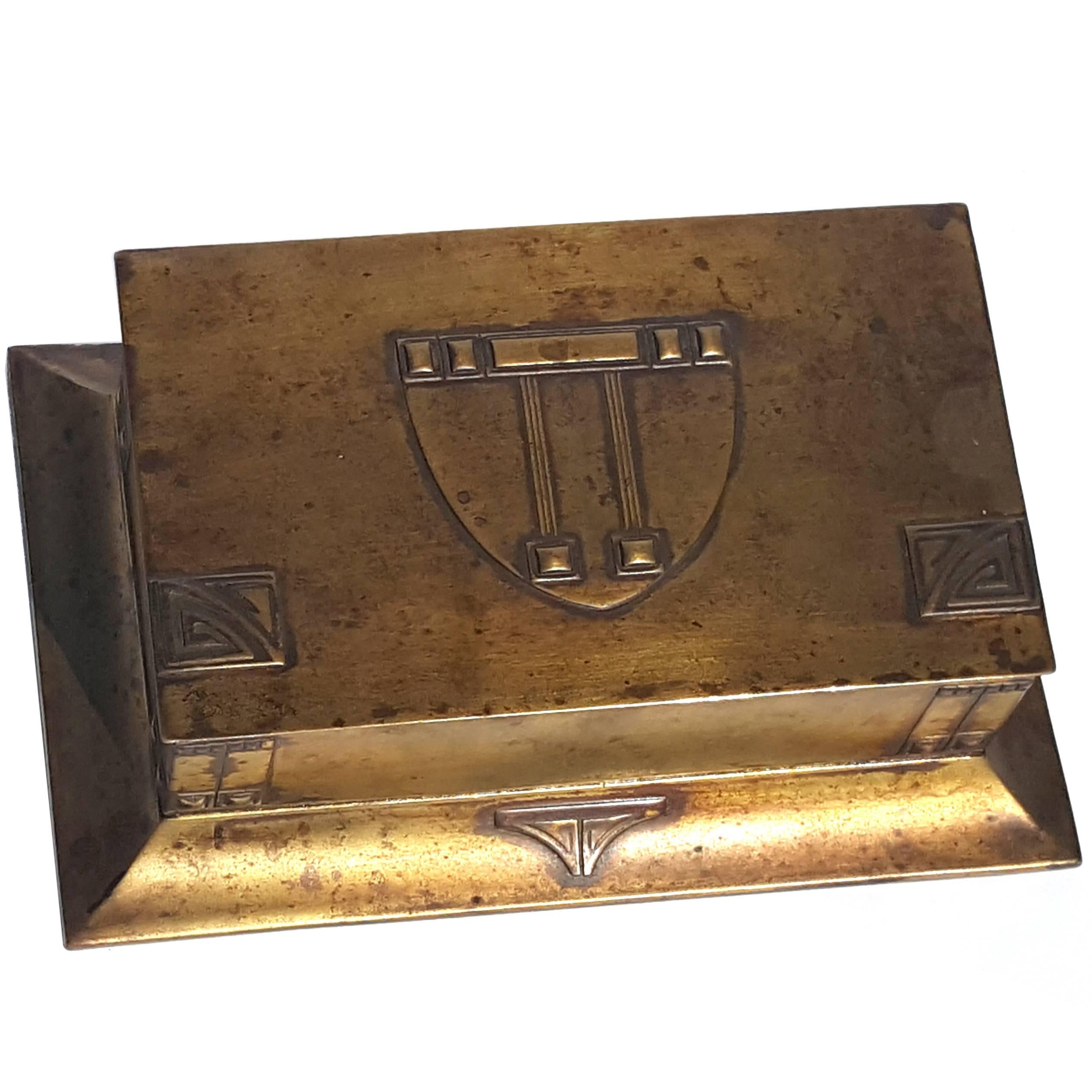 Brass-Plated German Secessionist Keepsake Box For Sale