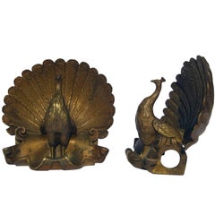 Cast Brass French Peacock Curtain Rod Holders