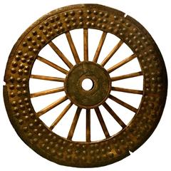 Monumental Chinese Antique Warrior Cart Wheel, 18th Century