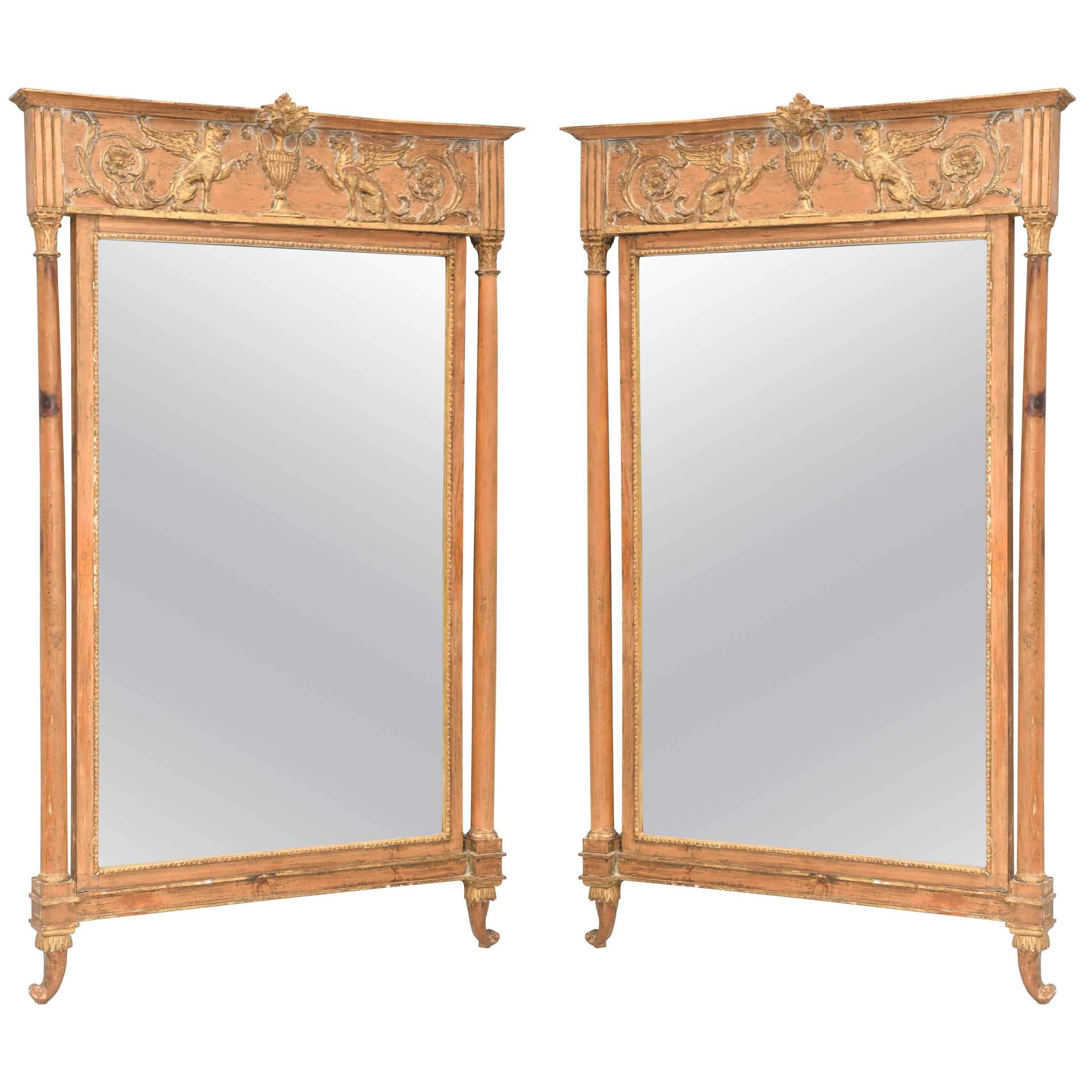 Pair of Empire-form, Parcel Gilt Mirrors