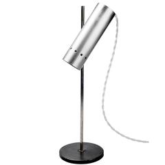 Mid-Century French Table Lamp with Brushed Aluminum Shade, 1950s
