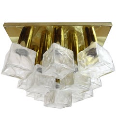 J.T. Kalmar Brass and Glass Ceiling Fixture