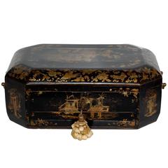 Antique 19th Century Lacquered Japanese Sewing Box
