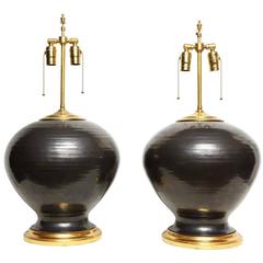 Pair of Hand-Thrown American Ceramic Studio Vases 9