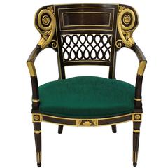 Antique A Russian Mahogany and Parcel Gilt Armchair