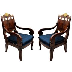 A Pair of Fine Russian Neoclassical Armchairs