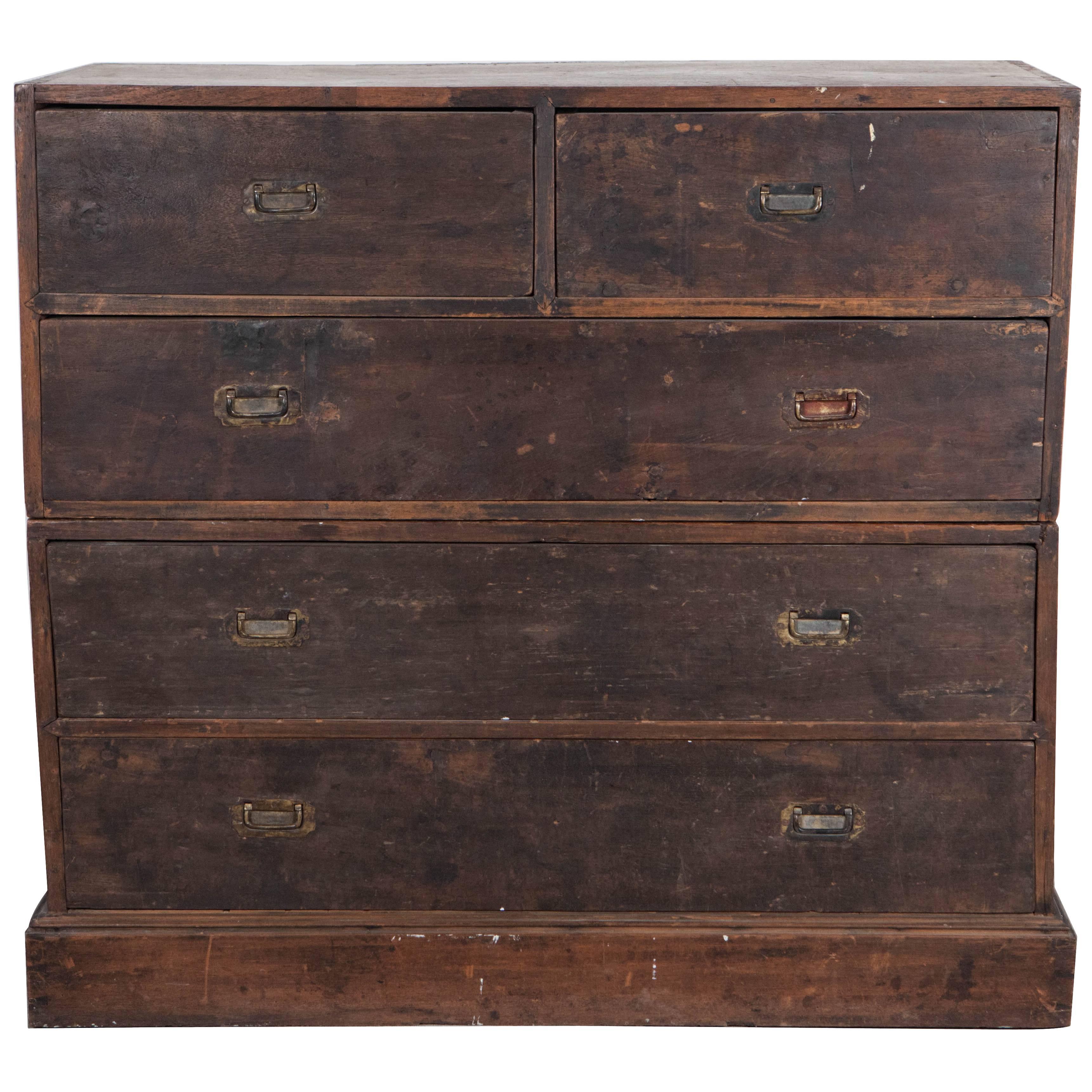 Rustic Five-Drawer Tansu, Dresser