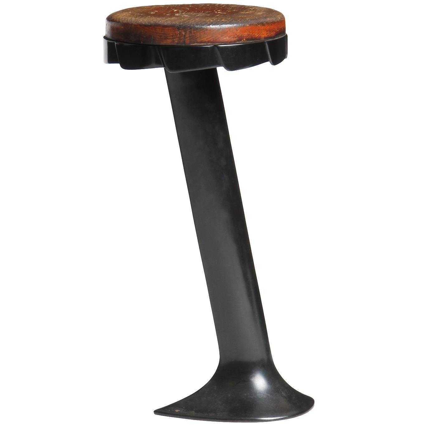Patinated Cast Iron Barstool For Sale