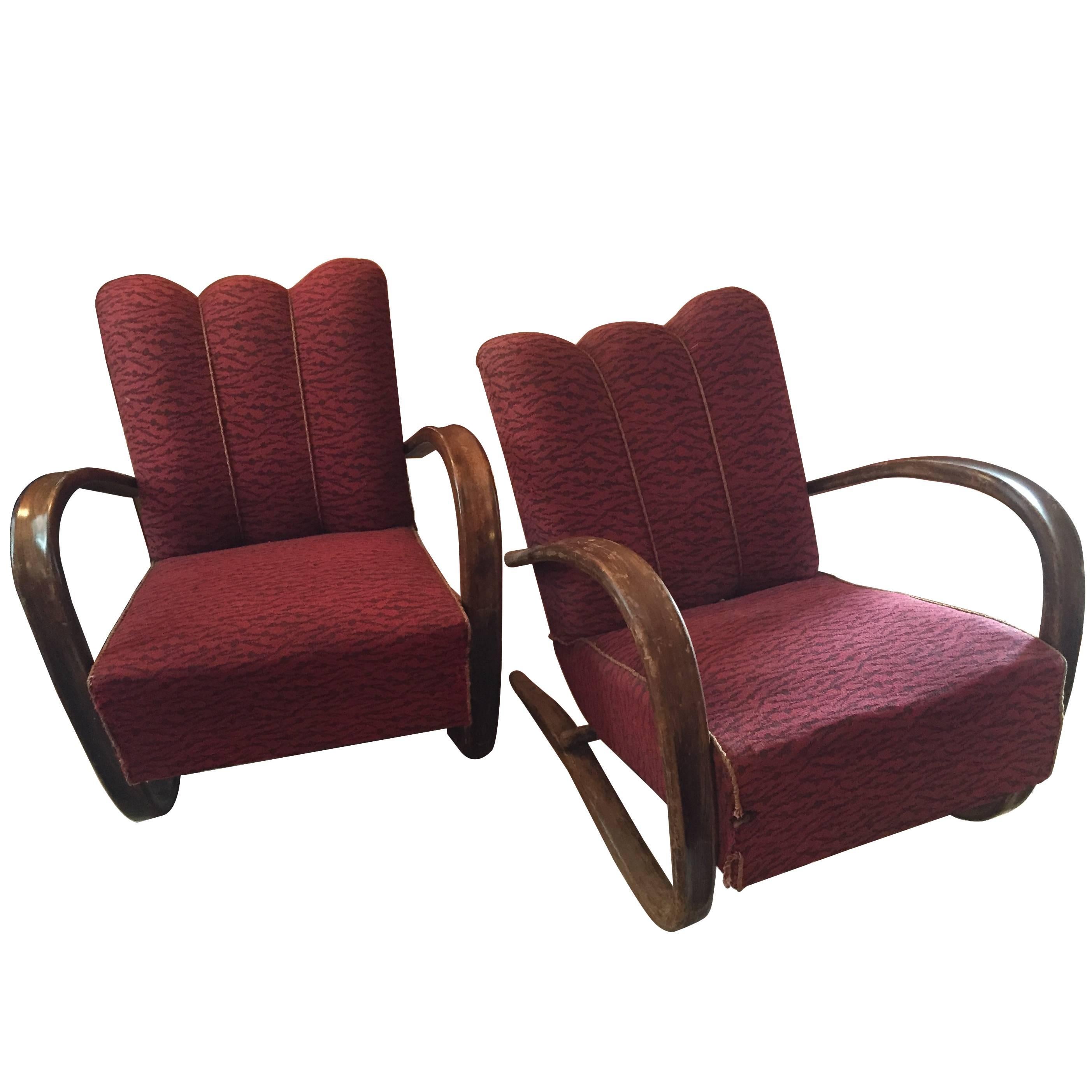 Pair of Jindrich Halabala "H269" Chairs For Sale