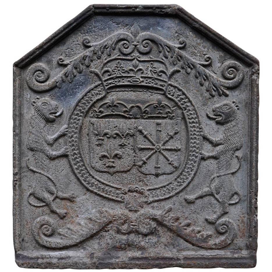 18th Century Period Fireback with France and Navarre Coat of Arms For Sale