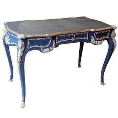 Louis XV Style Shagreen and Nickel Plated Bureau Plat