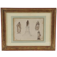 Antique Albert-Ernest Carrier-Belleuse, Neoclassical Drawing, France, circa 1860