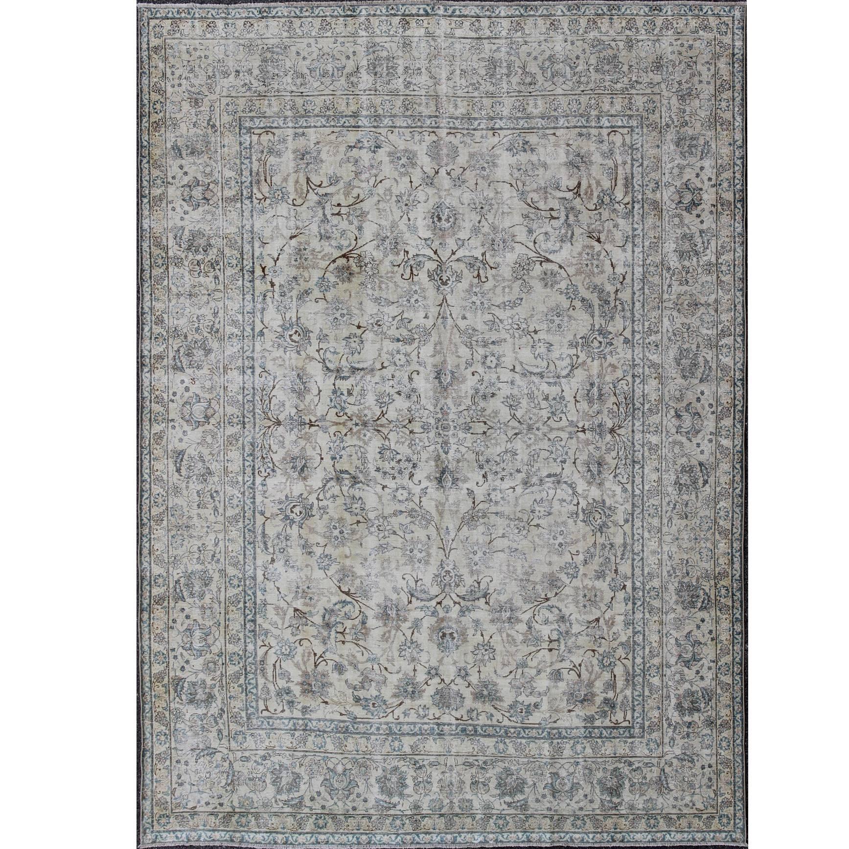 Persian Tabriz Rug with All-Over Floral Design