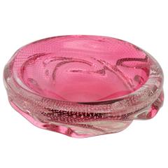 Large Archimede Seguso Controlled Bubbles Pink Murano Glass Centerpiece, 1960s 7