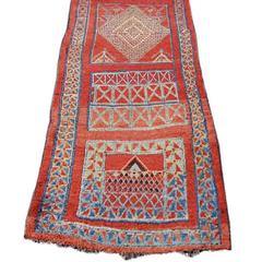 Late 19th Century Moroccan Corridor Carpet with Madder Red Ground