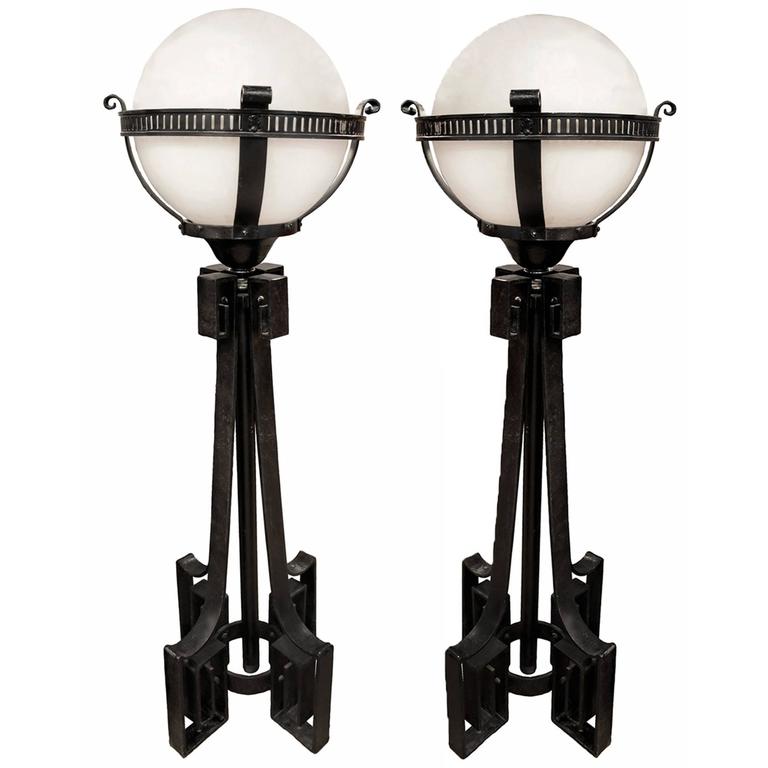 Iron Art Deco Stanchion Post Pair For At 1stdibs Iron Art Deco Stanchion Post Pair For