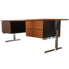 Vintage Rosewood and Chrome Executive Desk 