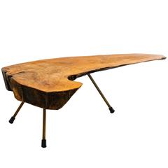 Vintage 1950s Live Edge Tree Trunk Table by Carl Aubock
