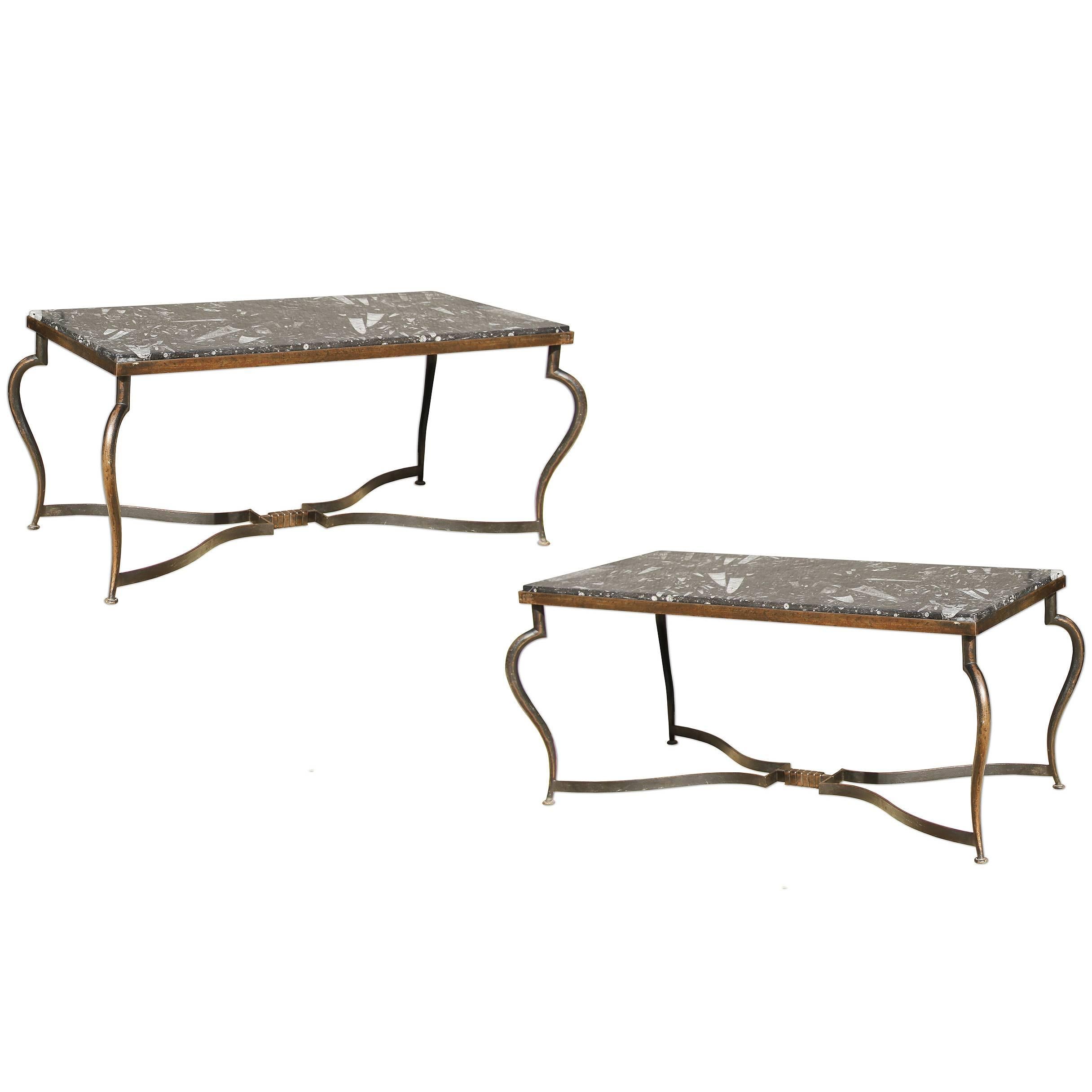 Michel Zadounaisky, Rare Pair of 1930 Art Deco Coffee Tables