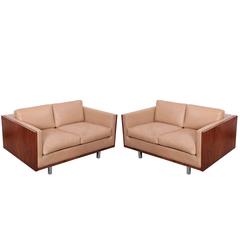 Milo Baughman Walnut Pair of Sofas for Thayer Coggin 12