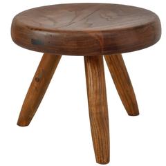 Charlotte Perriand Low Tripod Oak Stool, France, 1950s