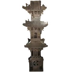 19th Century Chinese Terracotta Brick Tower Model
