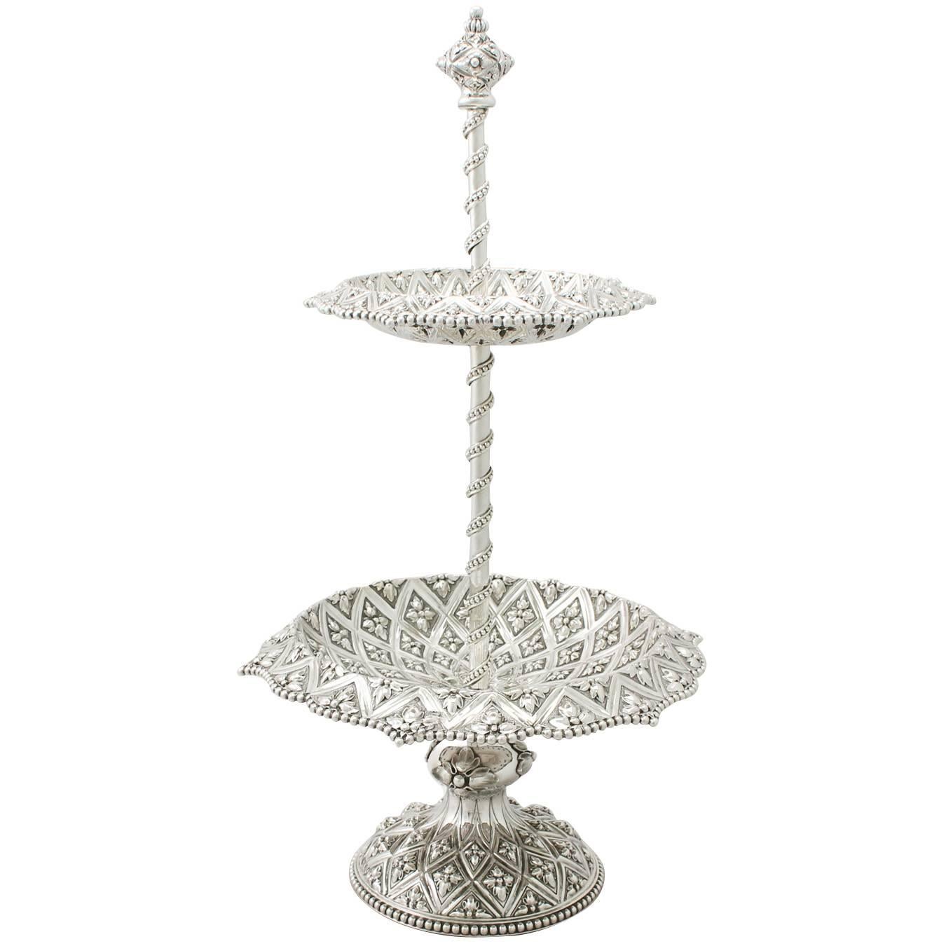 Sterling Silver Cake Stand or Centerpiece by Robert Hennell III, Victorian
