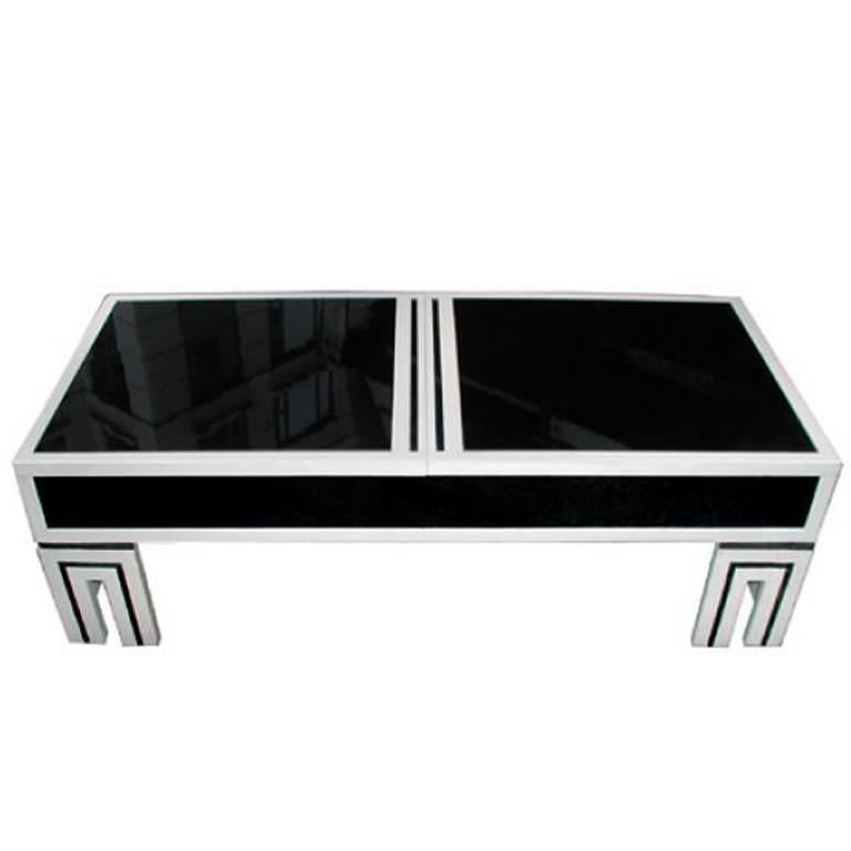 James Mont Black Glass Coffee Table For Sale