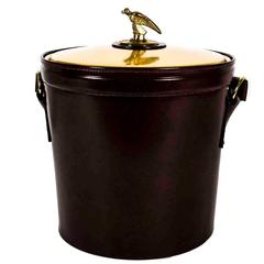 Vintage Hand Stained Top Grain Leather Ice Bucket