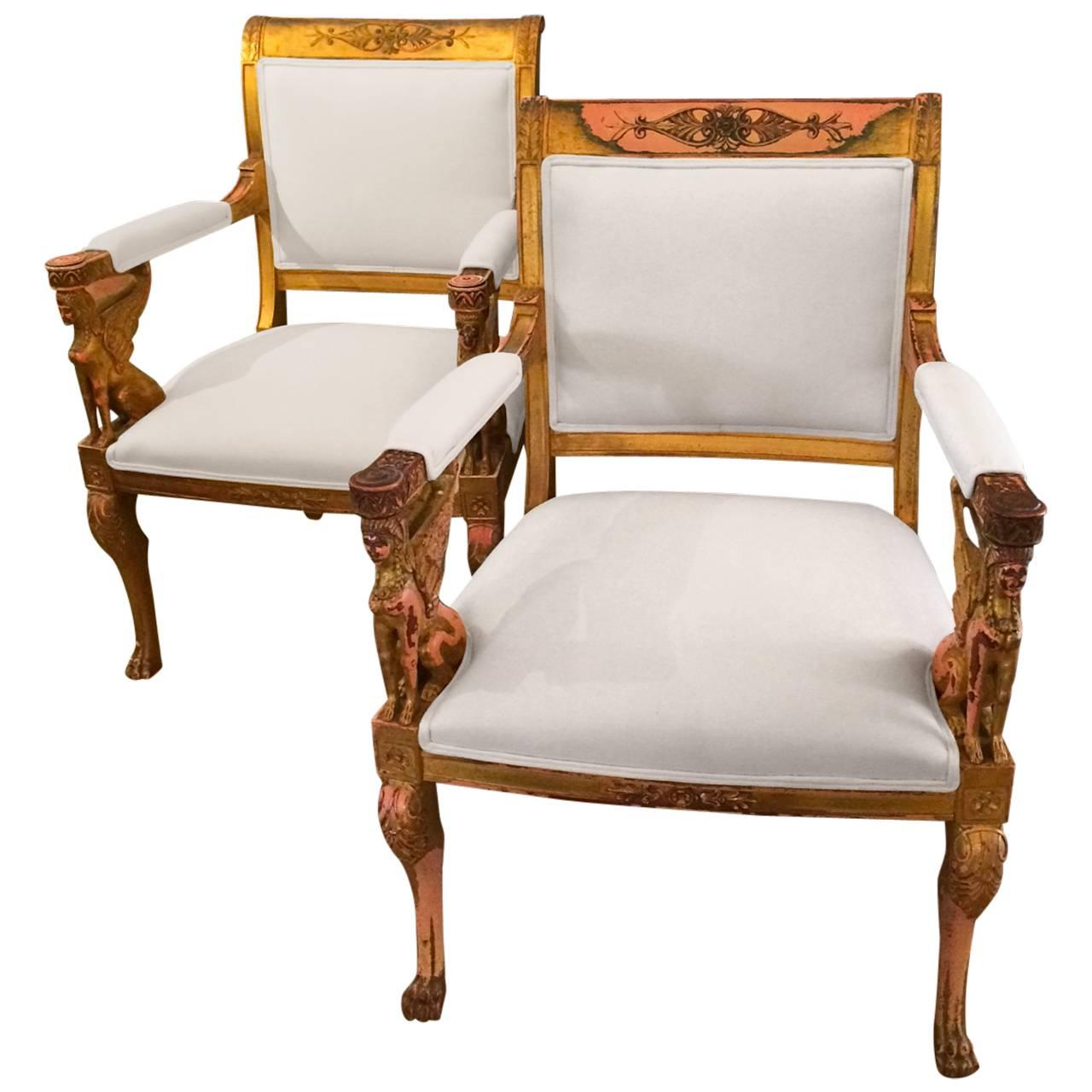 Magnificent Pair of Hollywood Regency Armchairs