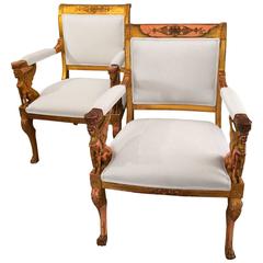 Vintage Magnificent Pair of Hollywood Regency Armchairs