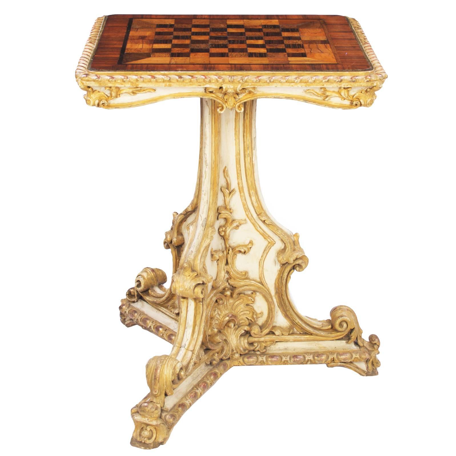 Parcel Gilt and Cream Painted Specimen Table For Sale