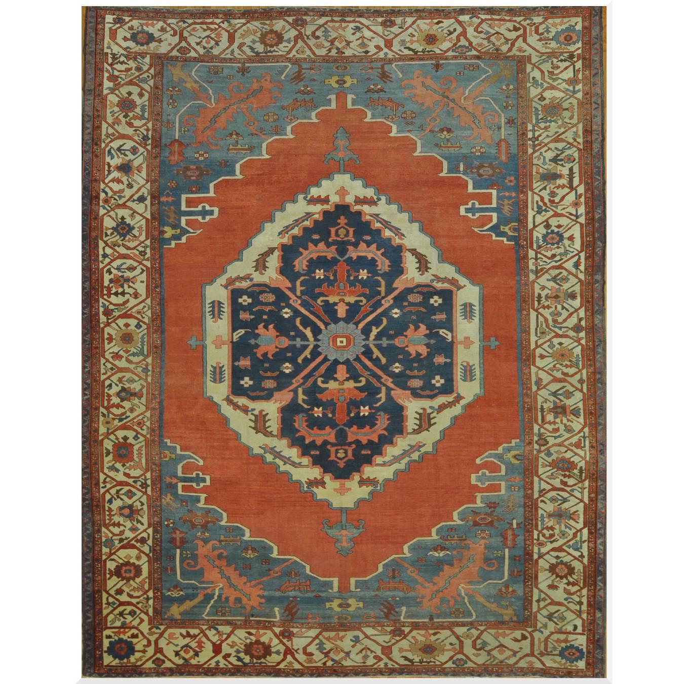 Large Antique Hand Knotted Wool  Persian Bakhshayesh Rug For Sale