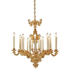 French 19th Century Renaissance Style Ormolu Eighteen-Light Chandelier 1