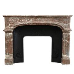 Louis XIV Style Red Royal Belgium Marble Fireplace, 19th Century