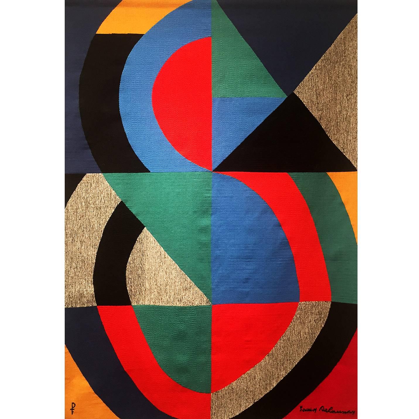 Sonia Delaunay Aubusson Tapestry, 1970s For Sale