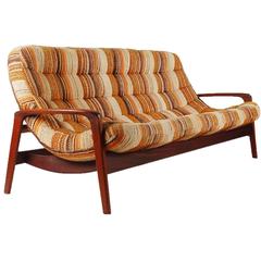 Sculptural Teak Sofa by R. Huber Mid-Century Danish Modern 