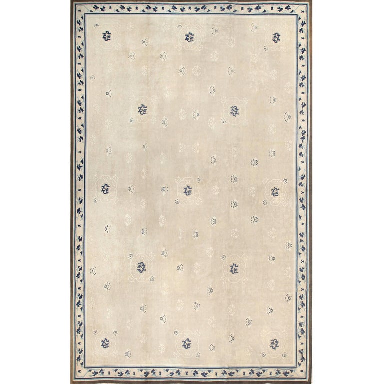 Beautiful Large Size Antique Ivory Chinese Rug For Sale at 1stdibs