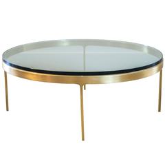 Solid Brass Round Coffee Table by Nicos Zographos