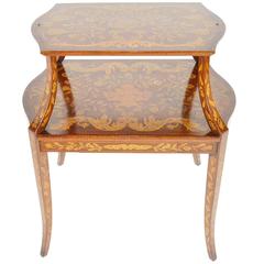 Dutch Marquetry Style Two-Tiered Tea Table