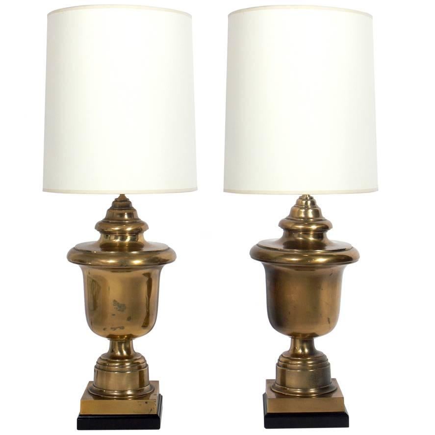 Pair of Brass Urn Lamps at 1stDibs