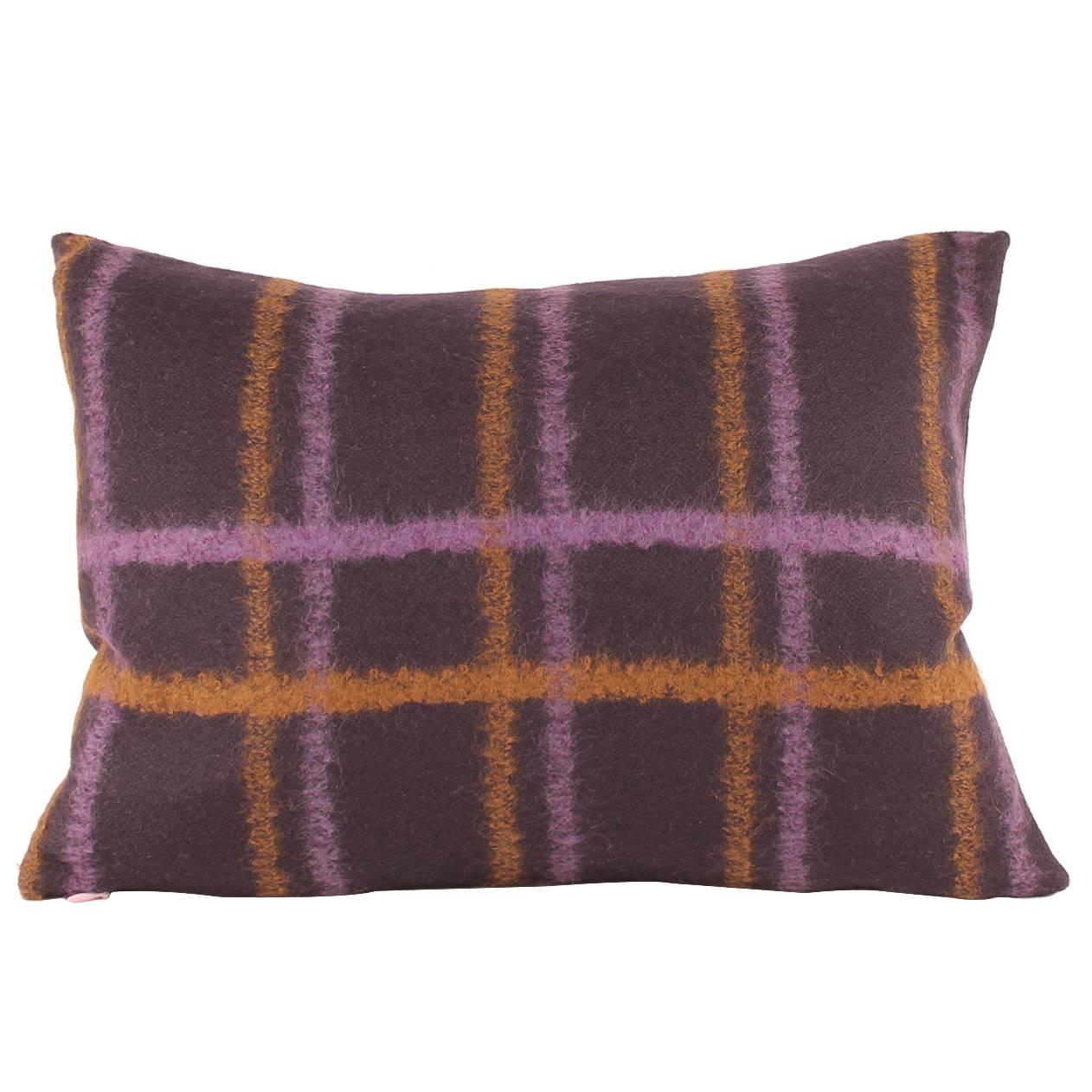 Plaid Wool Accent Pillow For Sale