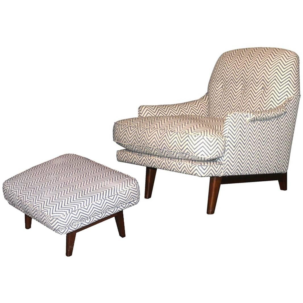 Classic Modern Lounge Chair and Ottoman by Dunbar